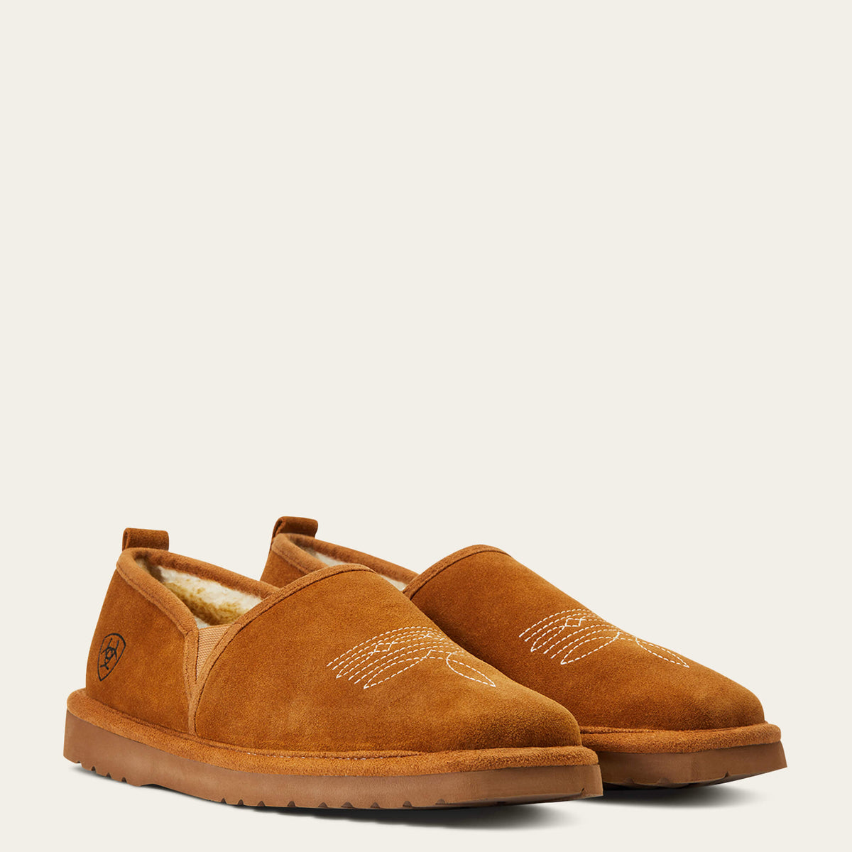 Men's Suede Square Toe Slippers - Chestnut