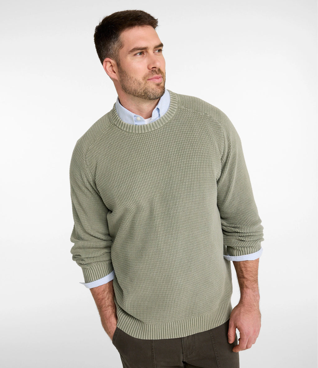 Men's Textured Cotton Crewneck Sweater - Sienna
