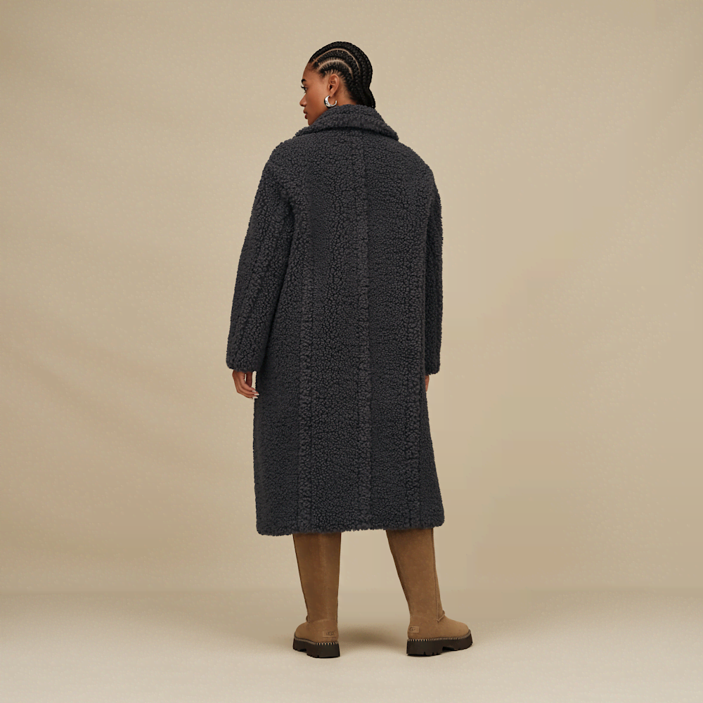 Women's Long Faux Fur Coat - Sand