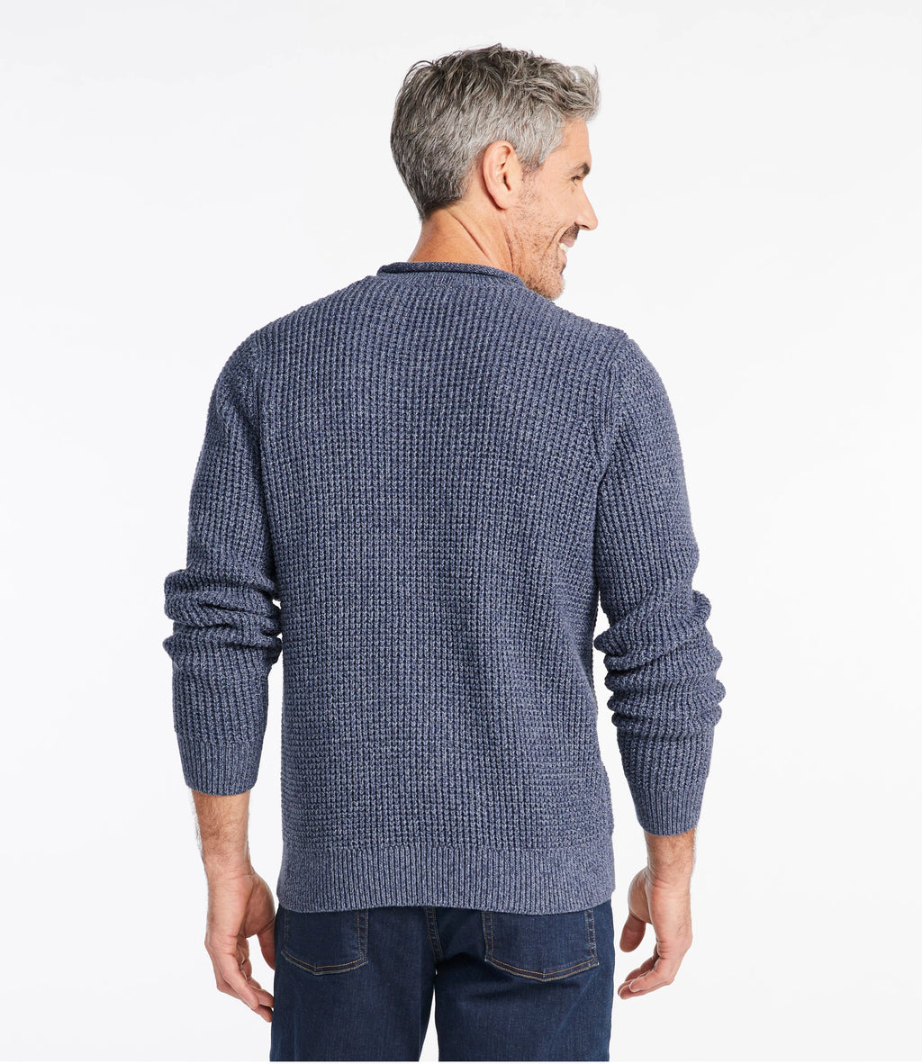 Men's Organic Cotton Waffle Knit Sweater - Indigo