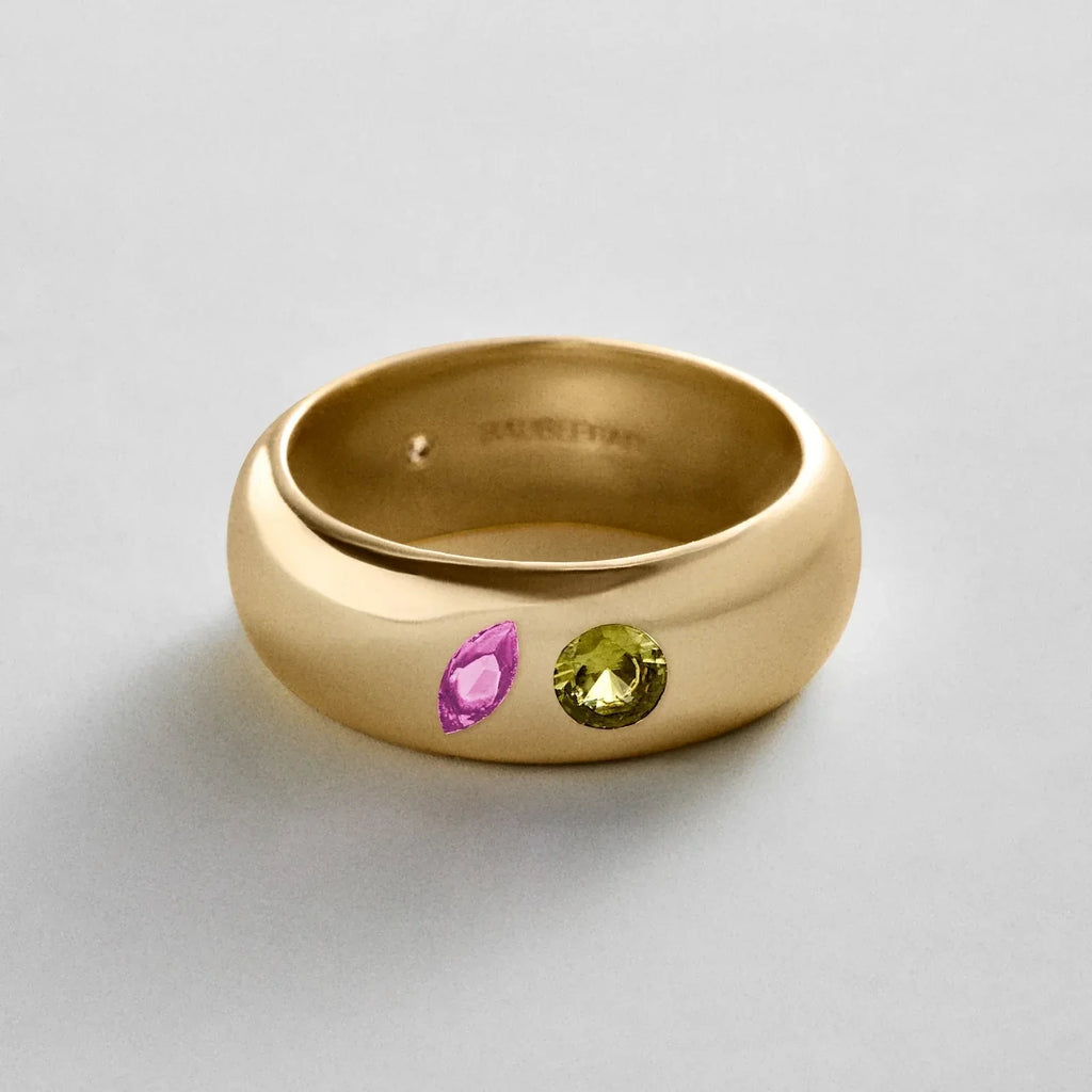 Custom Two-Stone Gold-Plated Band Ring