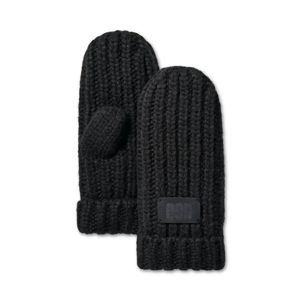 Kids' Chunky Knit Cuff Mittens - Black