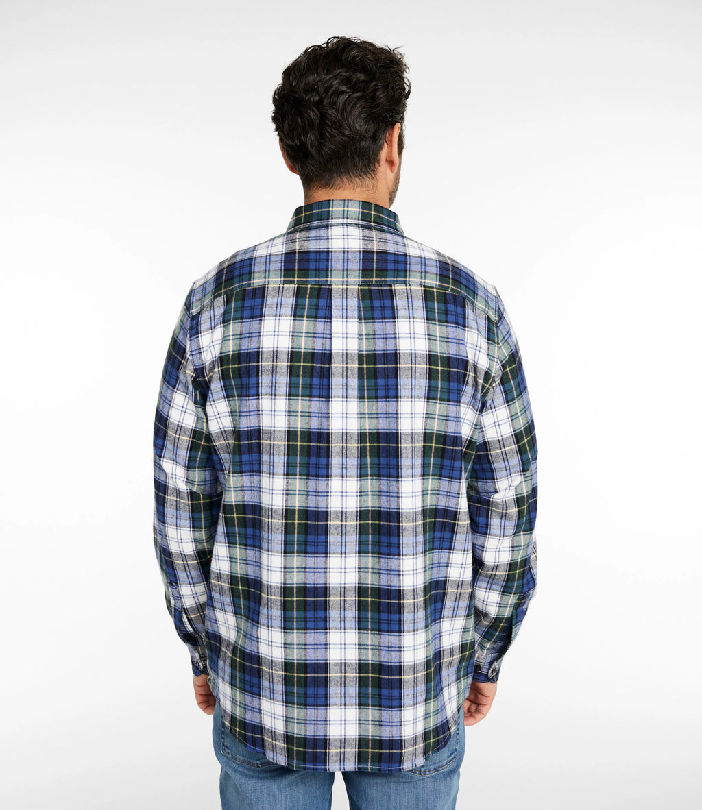 Men's Cotton Flannel Button-Down Shirt - Grey Plaid