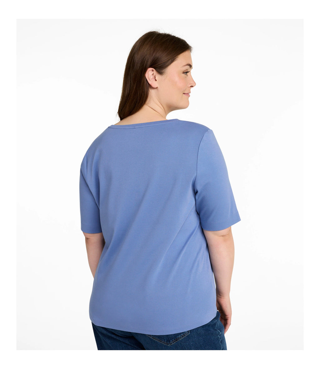 Women's Cotton Jewel Neck Elbow-Sleeve T-Shirt - White