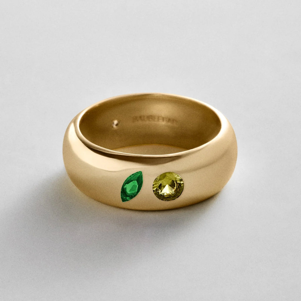 Custom Two-Stone Gold-Plated Band Ring