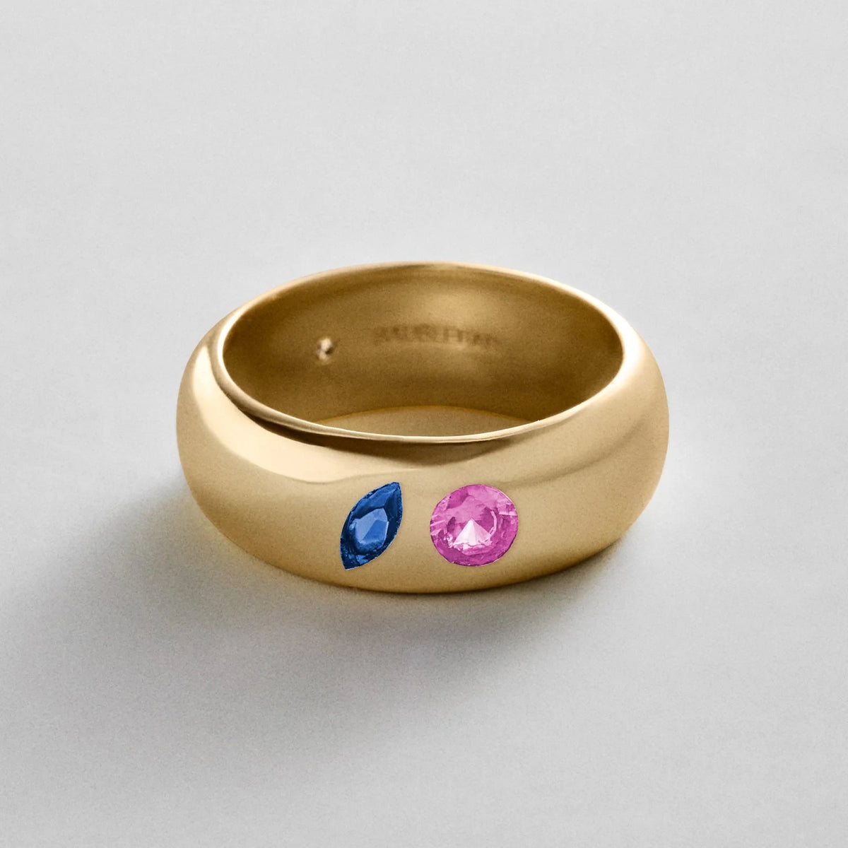 Custom Two-Stone Gold-Plated Band Ring