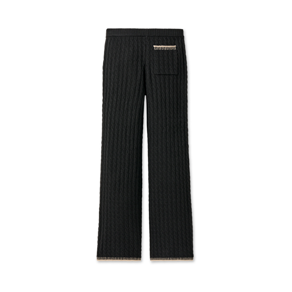 Women's Cable Knit Straight-Leg Pants - Black