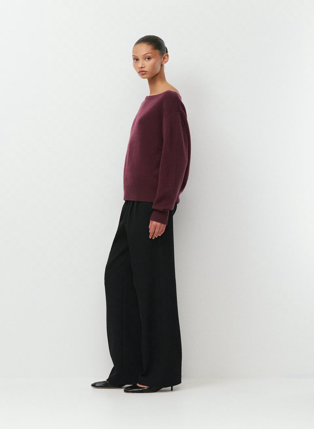 Cashmere Boatneck Sweater - Heather Gray