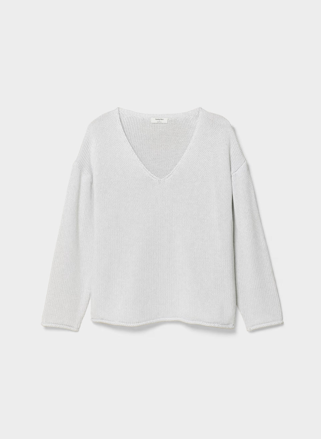 Cotton Cashmere Hip-Length Sweater - Navy
