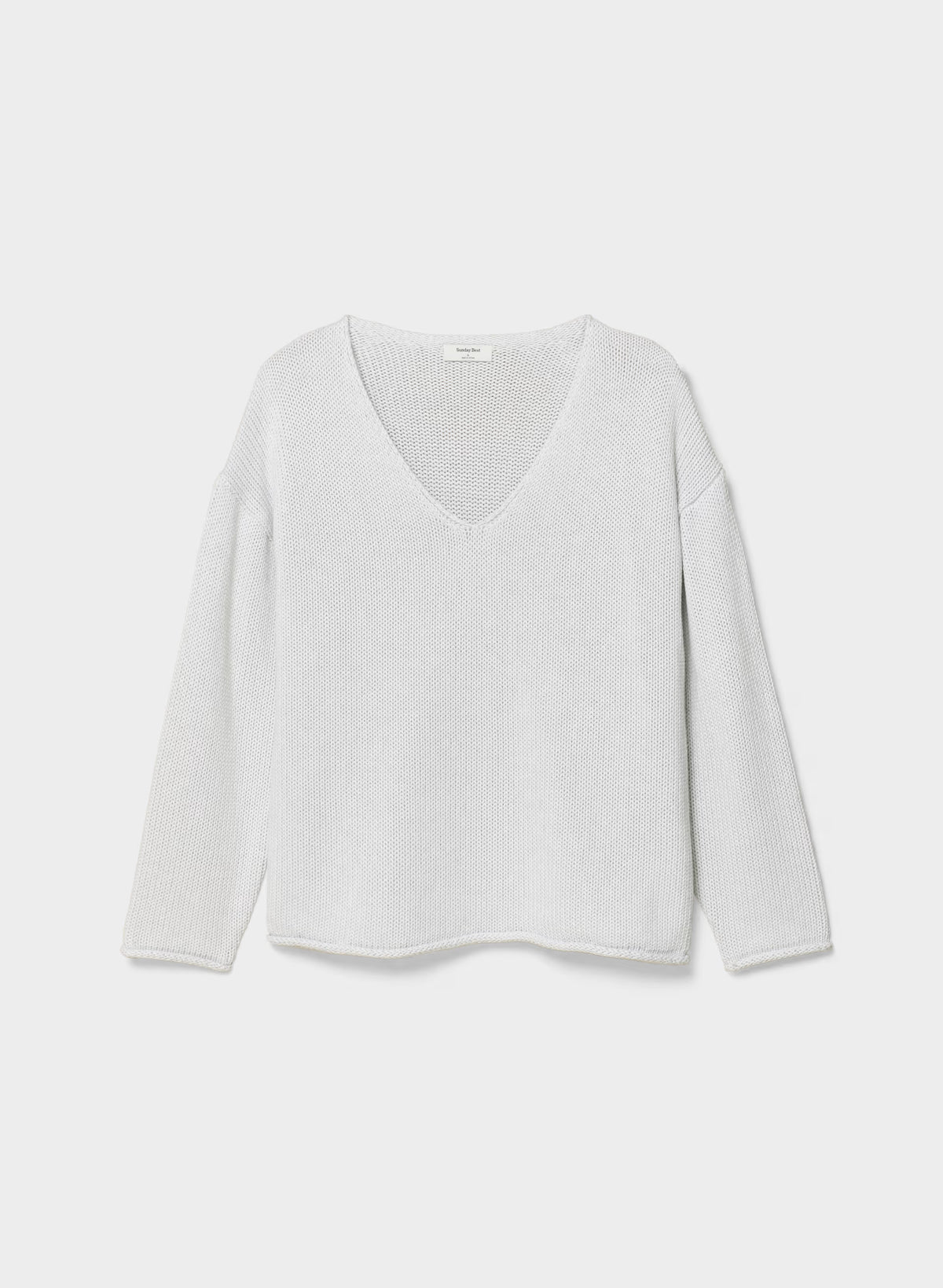 Cotton Cashmere Hip-Length Sweater - Navy