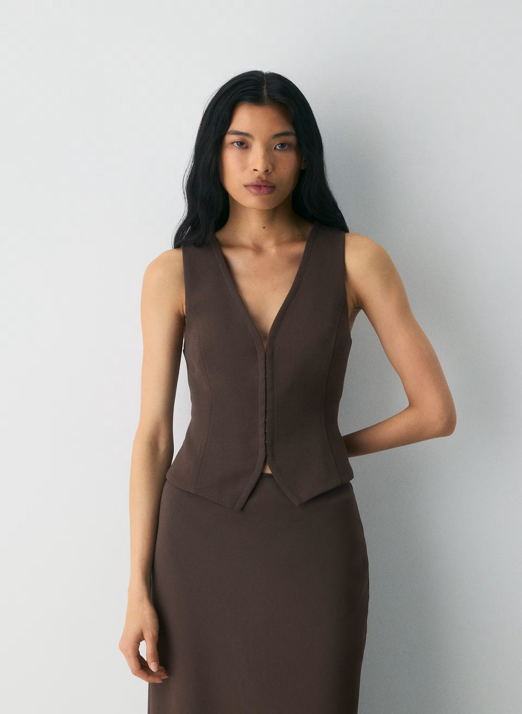 Lined Tailored Suit Vest - Olive