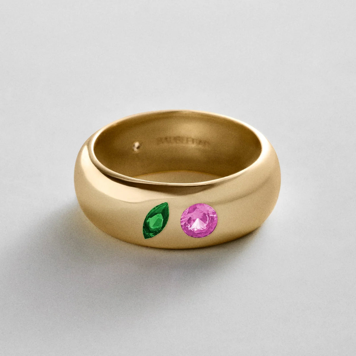 Custom Two-Stone Gold-Plated Band Ring