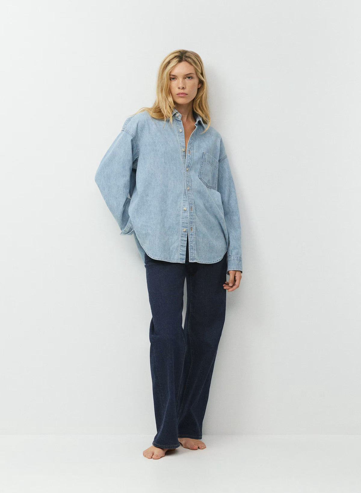 Oversized Hemp Blend Denim Shirt - Indigo