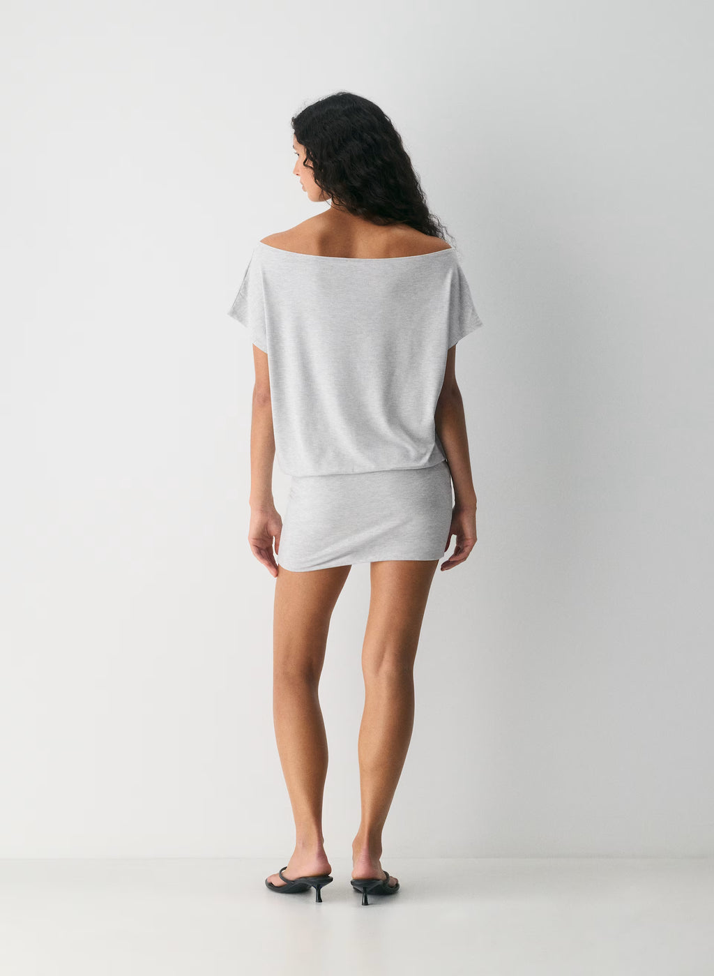Boatneck Modal Jersey Mini Dress - Gray