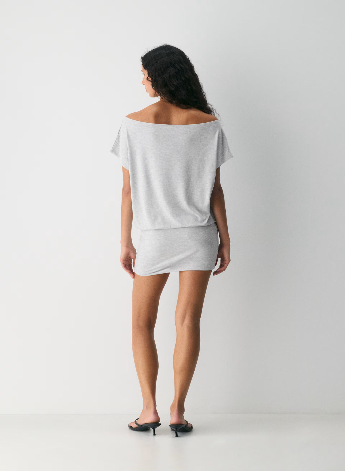 Boatneck Modal Jersey Mini Dress - Gray