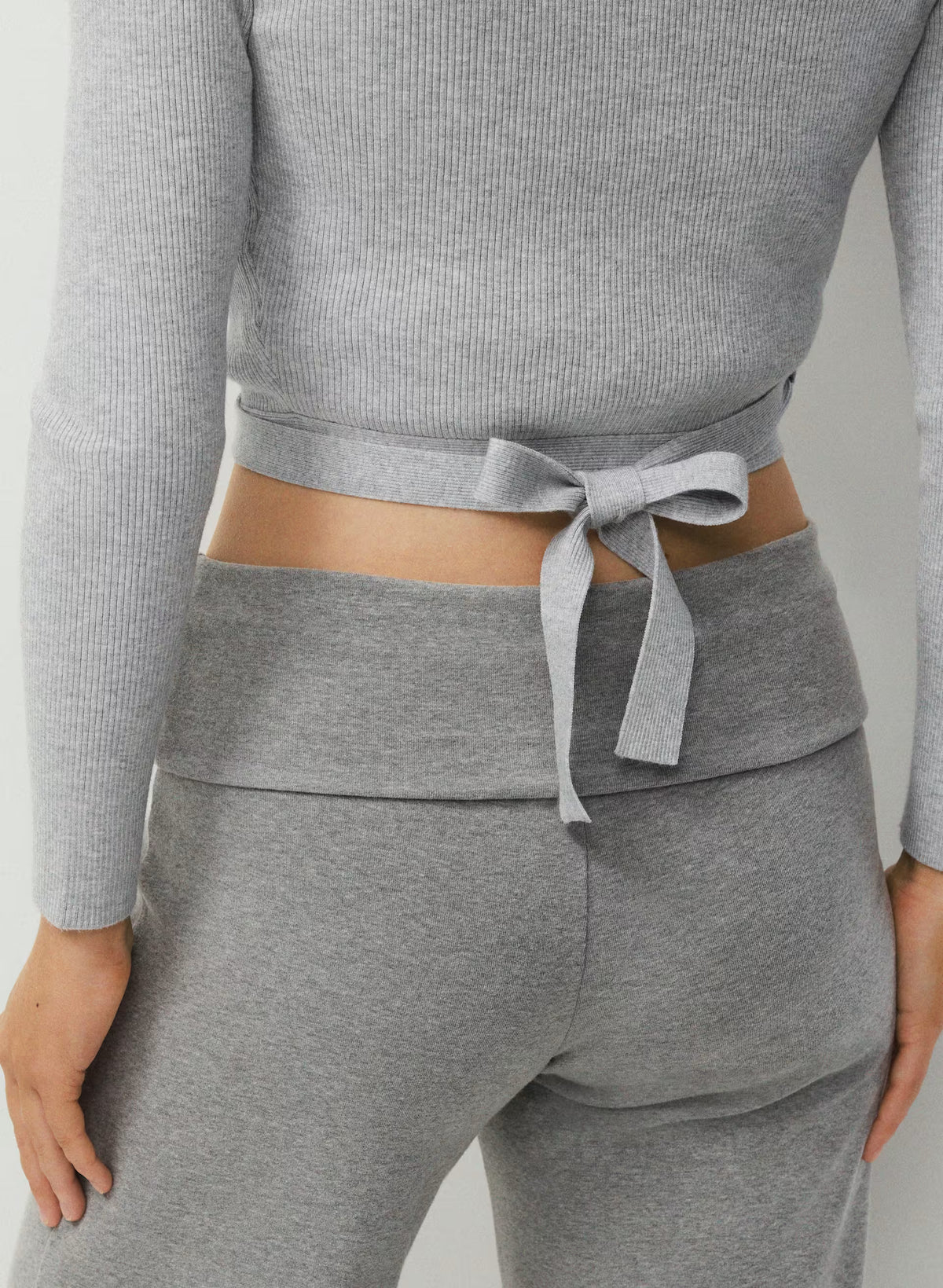 Wrap-Style Waist-Length Knit Top - Pink