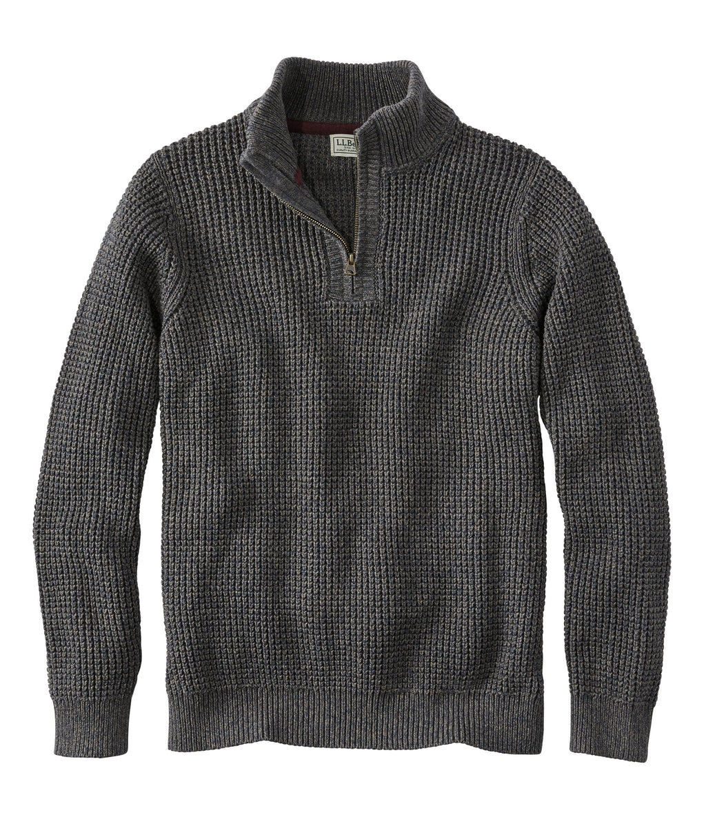 Men's Organic Cotton Waffle Quarter-Zip Sweater