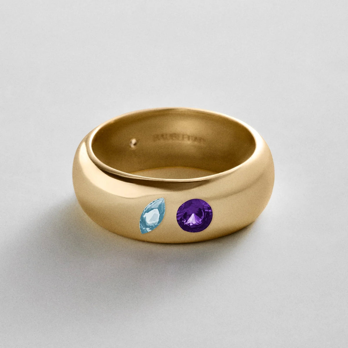 Custom Two-Stone Gold-Plated Band Ring