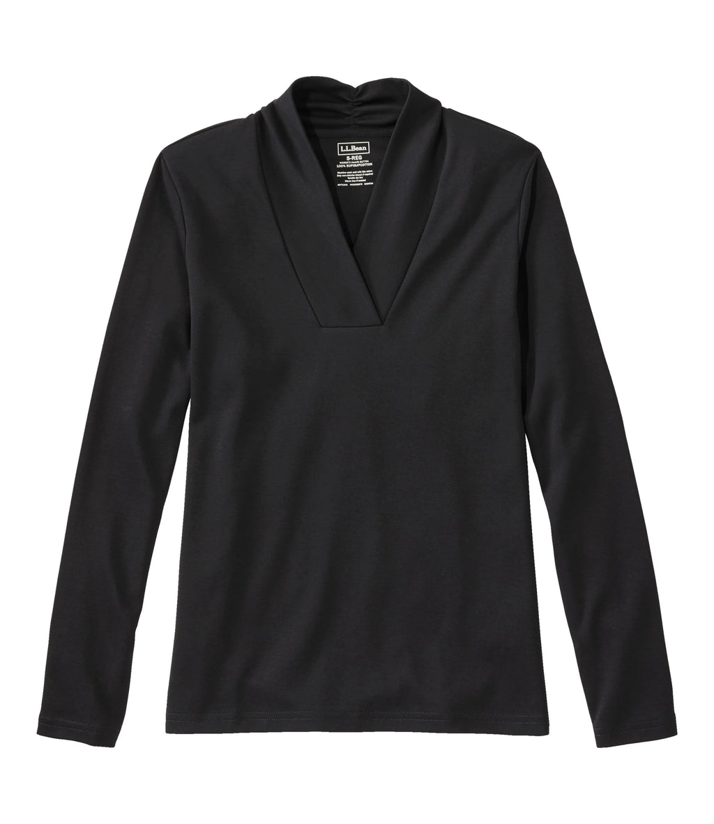 Women's Pima Cotton Shawl Collar T-Shirt - Blue
