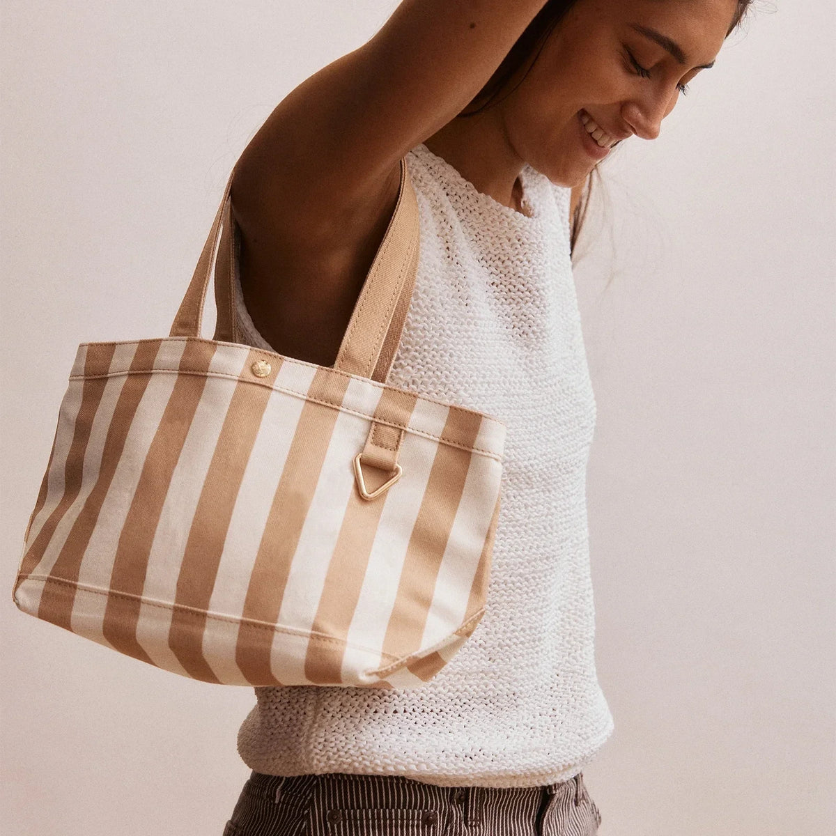 Striped Canvas Tote - Dune