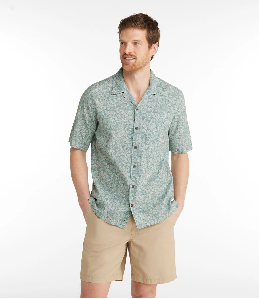 Men's Short-Sleeve Cotton Print Shirt - Brown