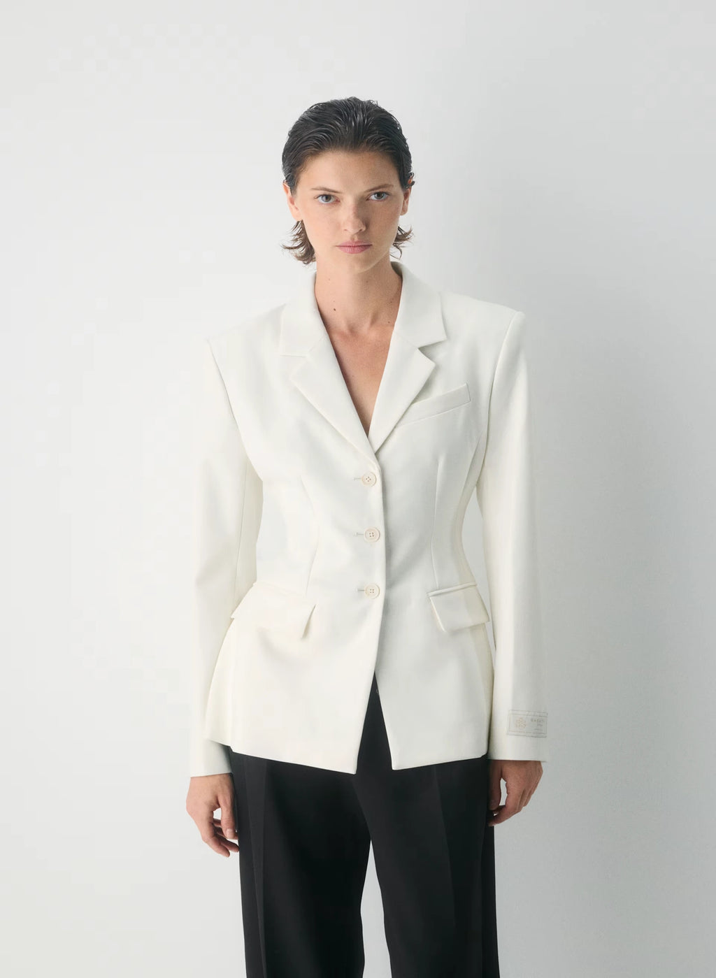 Single-Breasted Stretch Blazer - Brown Check