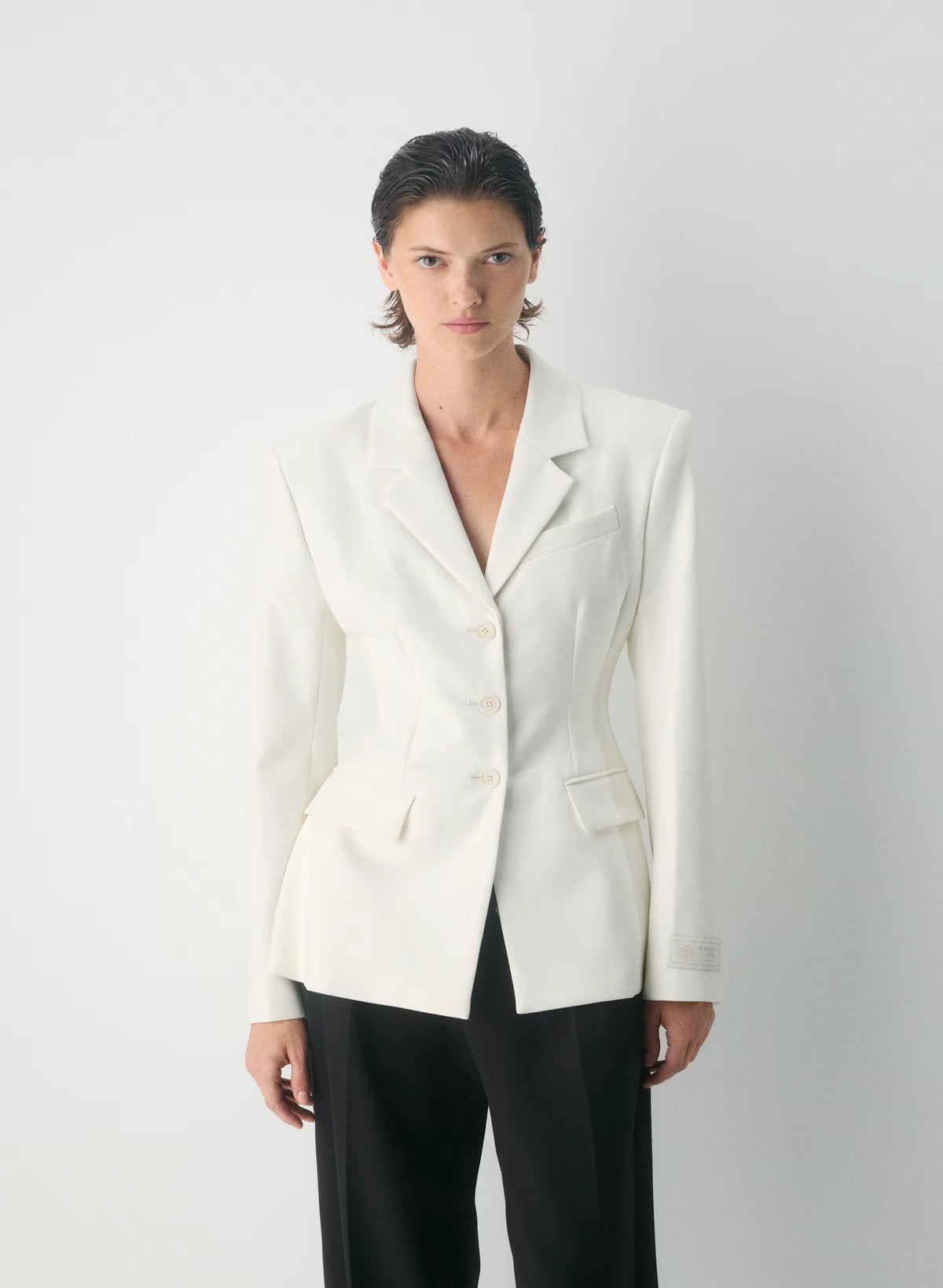 Single-Breasted Stretch Blazer - Brown Check