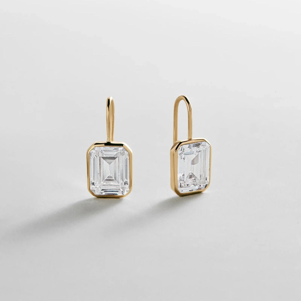 Gold-Plated Oval Crystal Drop Earrings