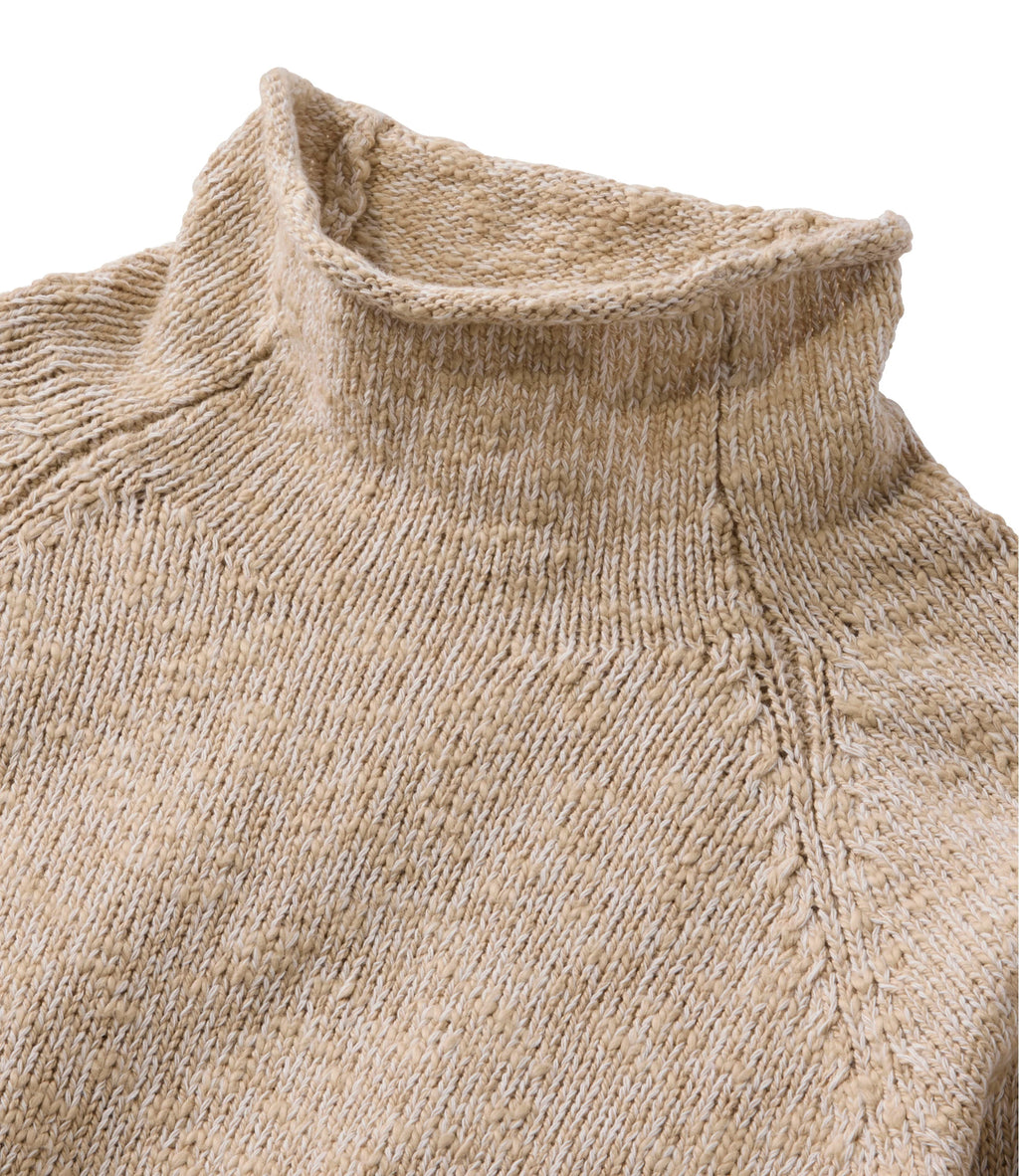 Women's Cotton Funnel Neck Pullover Sweater - Natural