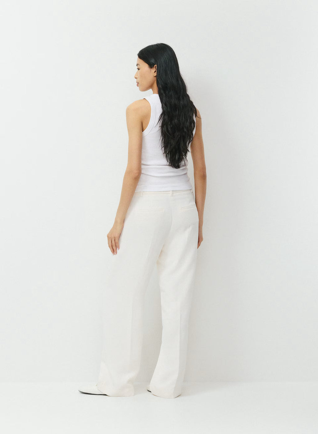 High-Rise Wide-Leg Crepe Trousers - Sand