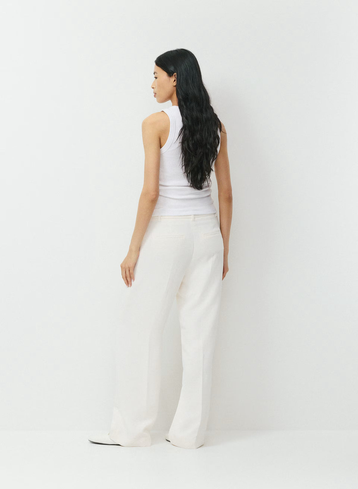 High-Rise Wide-Leg Crepe Trousers - Sand