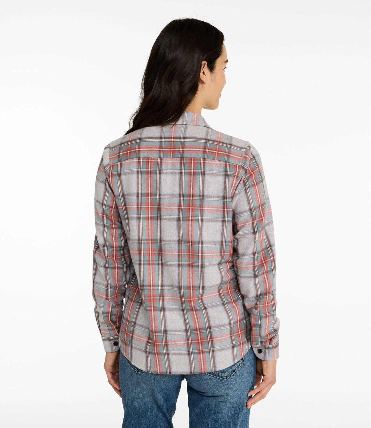 Women's Cotton Flannel Shirt - Indigo Plaid