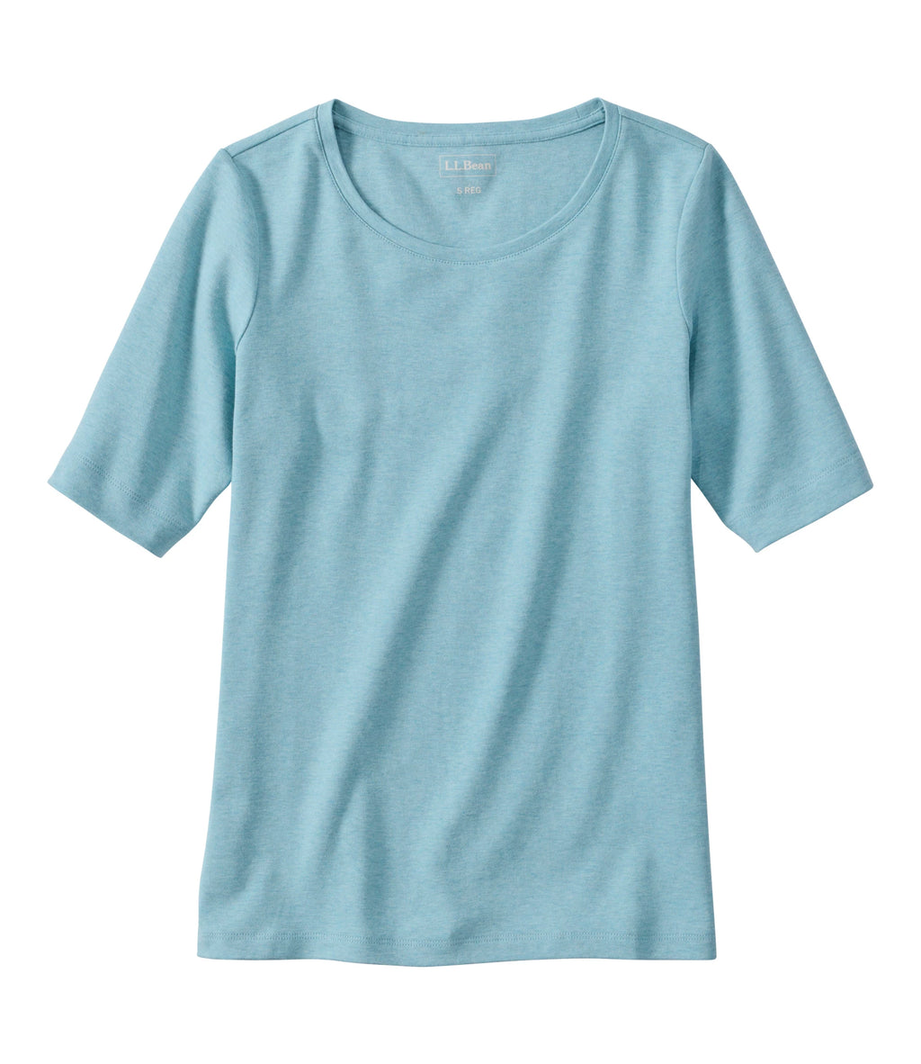 Women's Cotton Jewel Neck Elbow-Sleeve T-Shirt - White