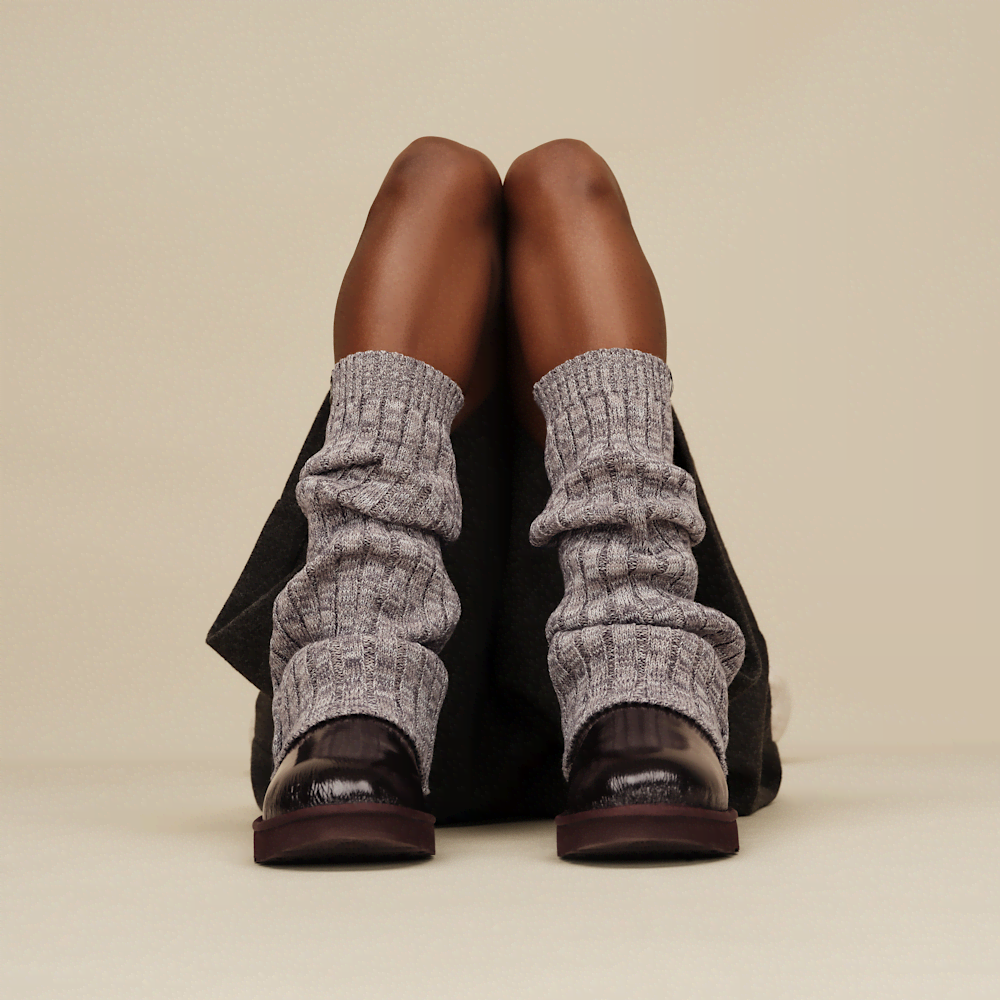 Rib Knit Button Leg Warmers - Dusk