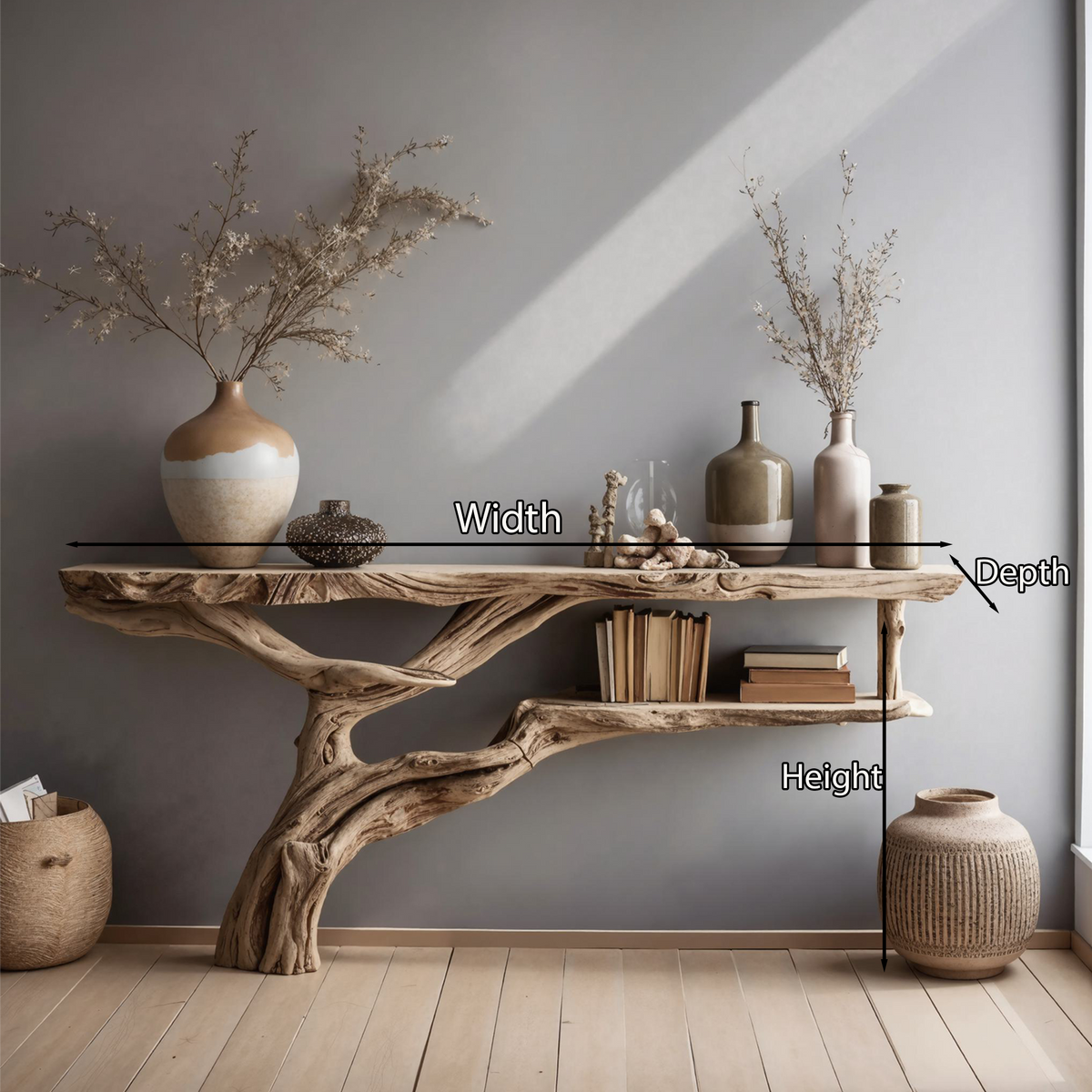Farmhouse Wood Hallway Console Table with Solid Frame - view 5