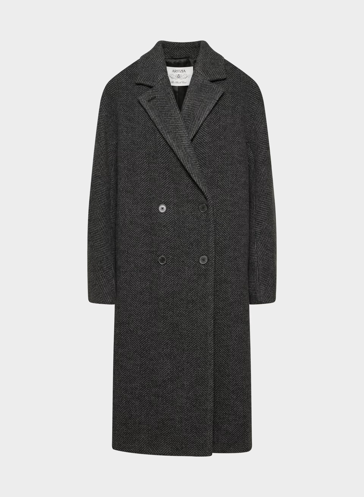 Double-Breasted Wool Cashmere Coat - Herringbone