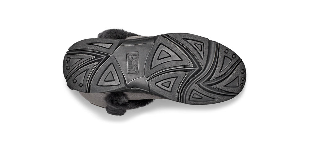 Women's Knee-High Sheepskin Boot - Grey Black