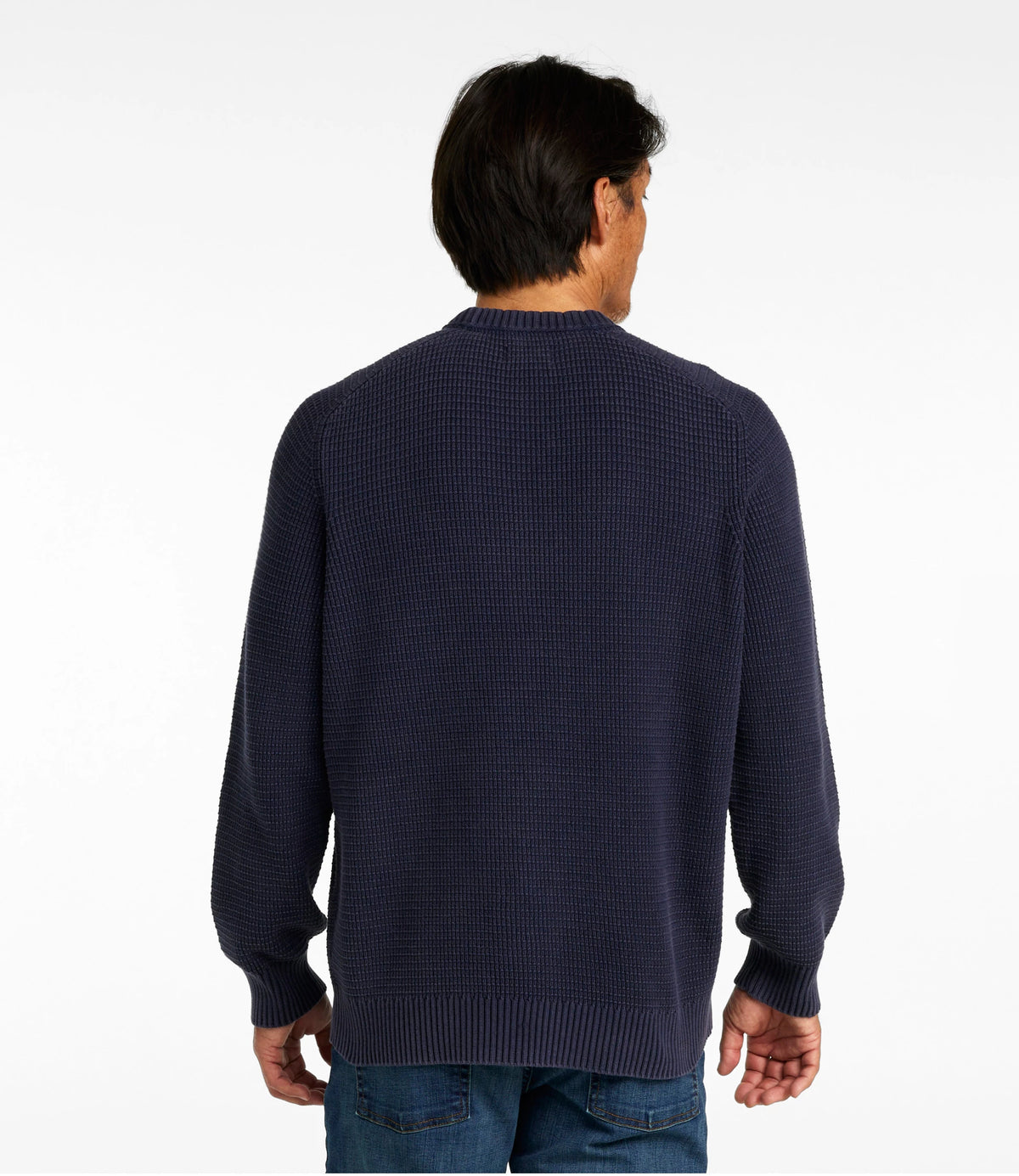 Men's Textured Cotton Crewneck Sweater - Sienna