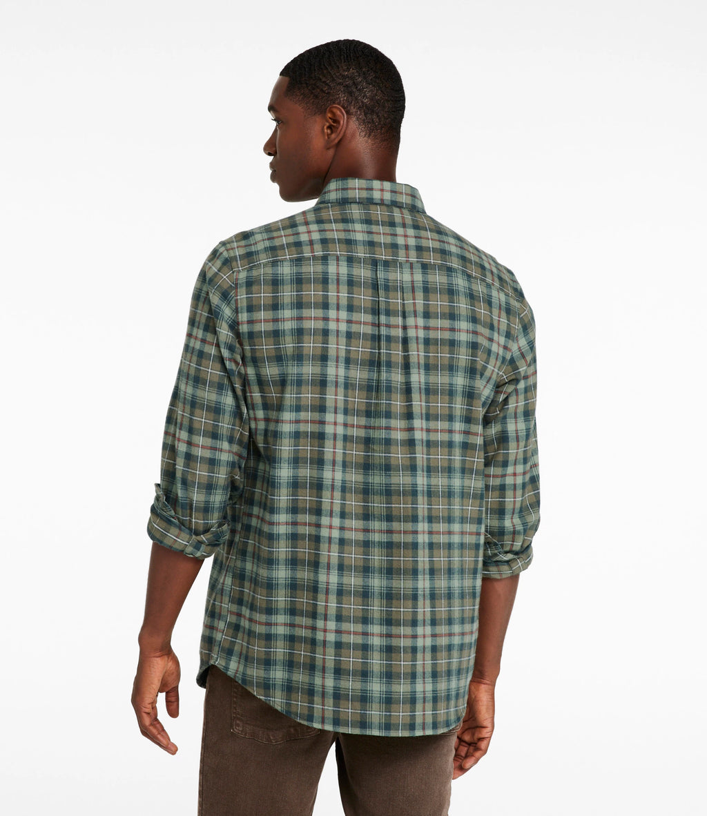 Men's Cotton Flannel Button-Down Shirt - Grey Plaid