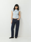 Short-Sleeve Button Top - Light Blue