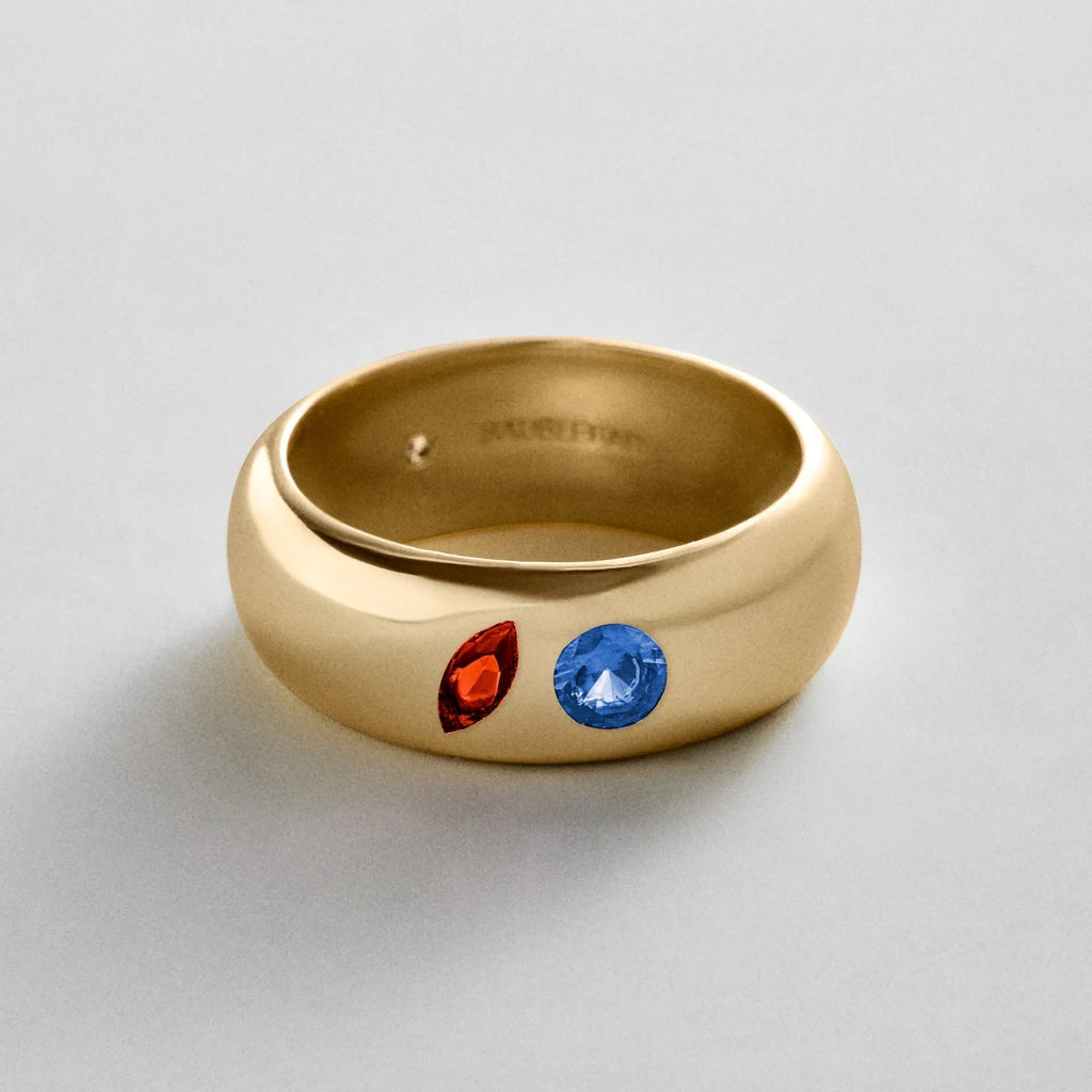 Custom Two-Stone Gold-Plated Band Ring