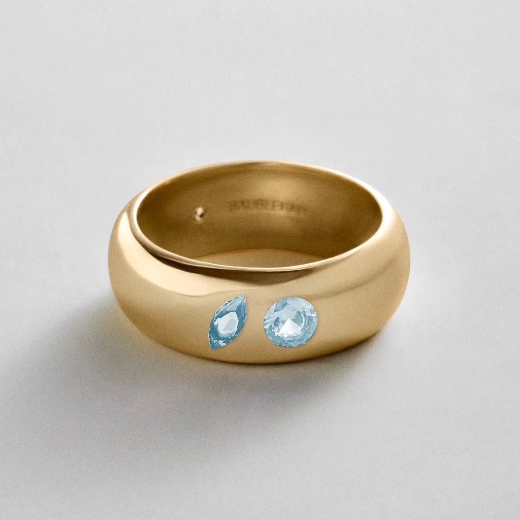 Custom Two-Stone Gold-Plated Band Ring