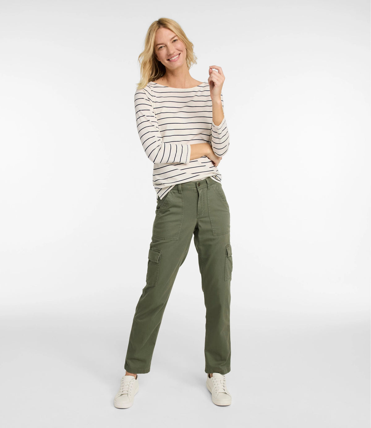 Women's Mid-Rise Stretch Cargo Pants - Olive