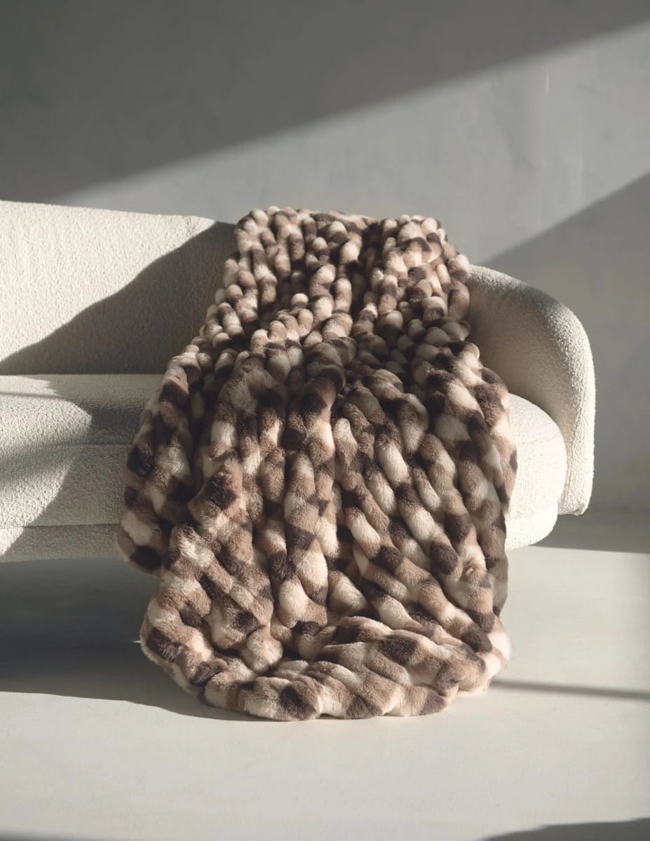 Plush Stretch Blanket - Brown Gingham