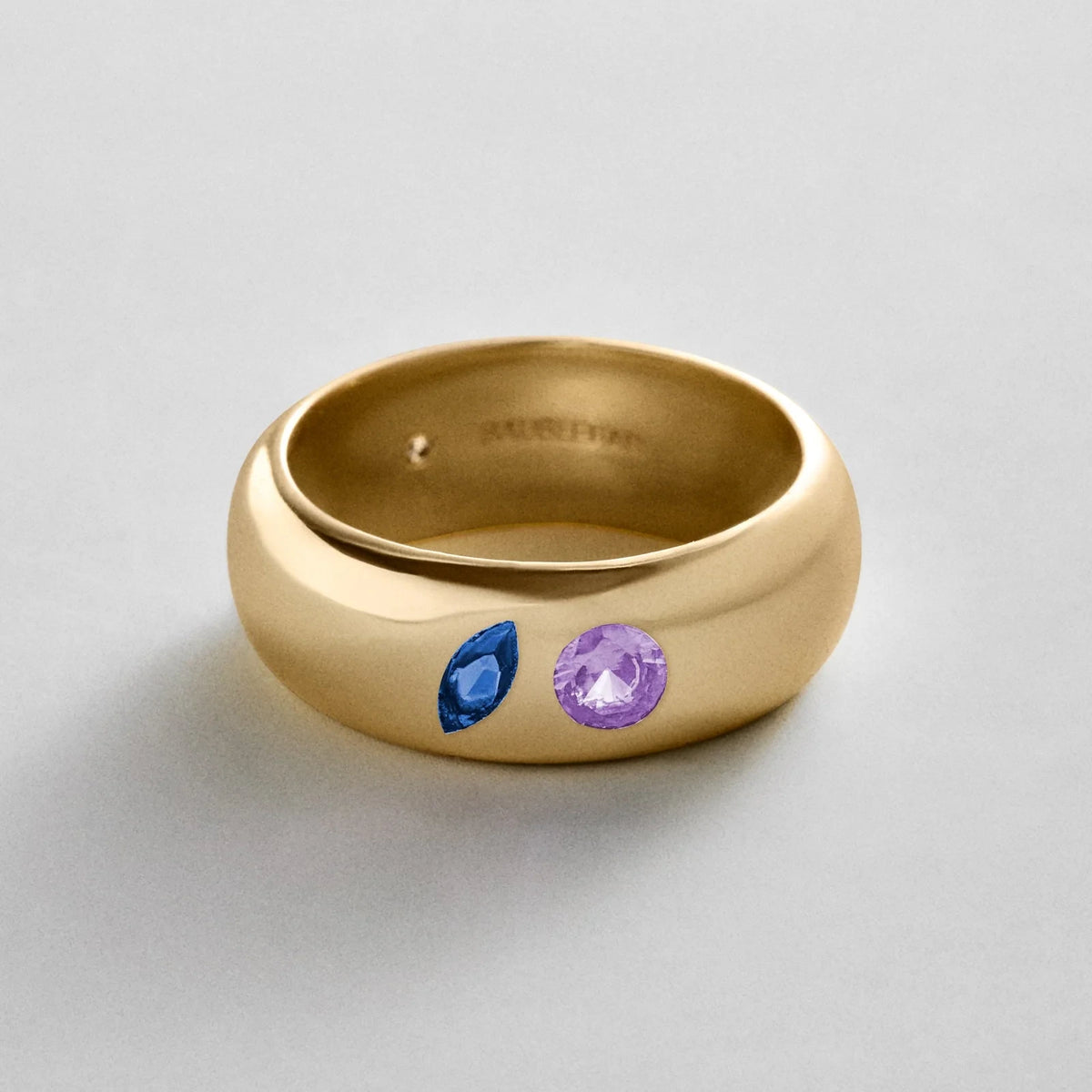 Custom Two-Stone Gold-Plated Band Ring