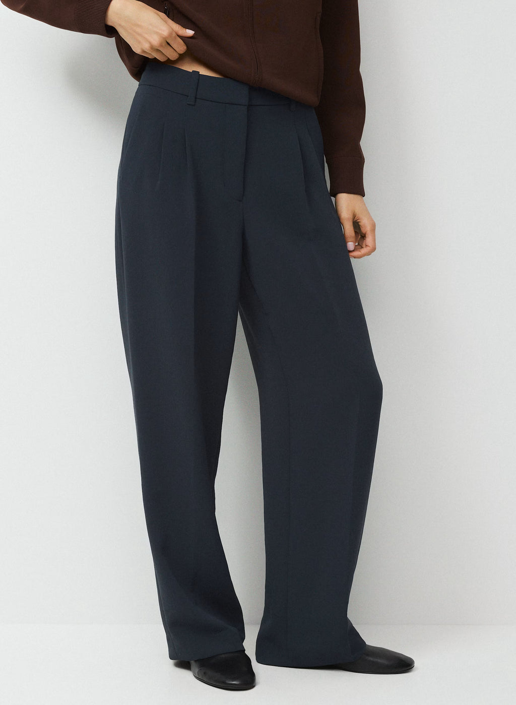 High-Rise Wide-Leg Crepe Trousers - Sand