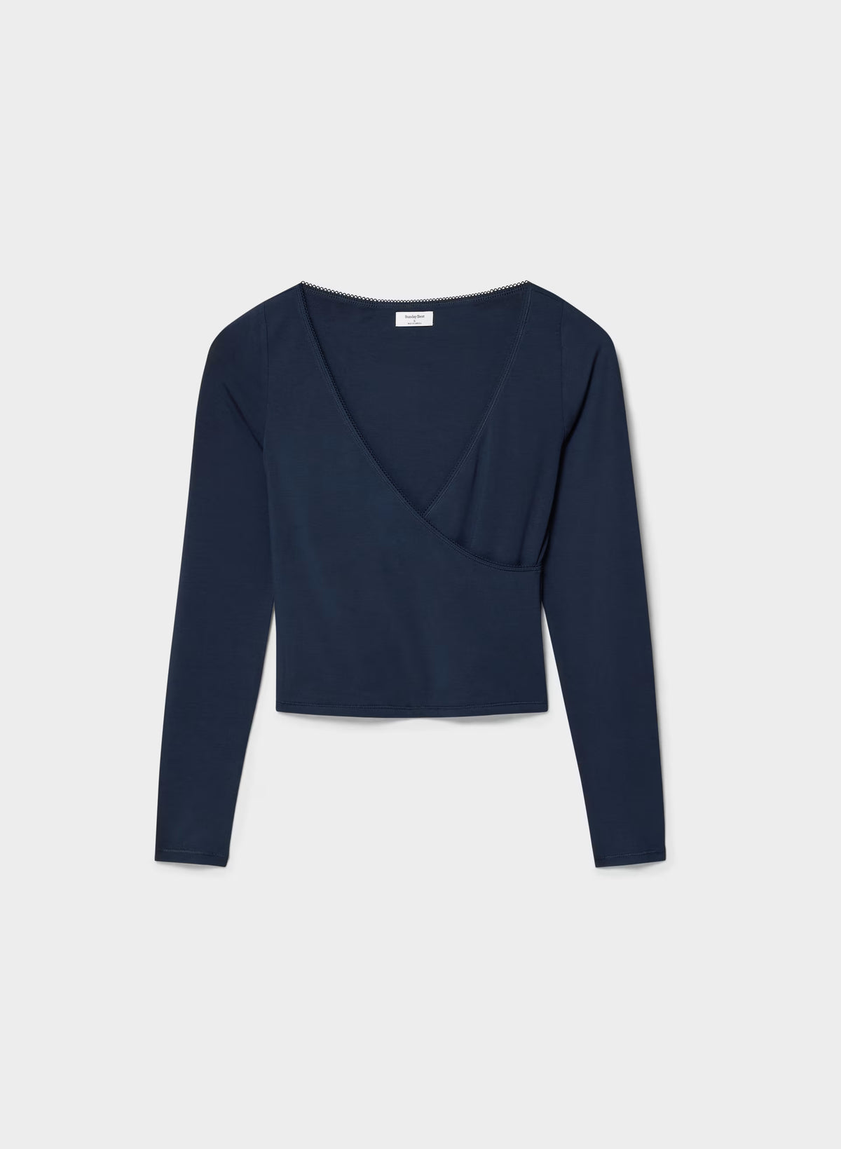 Long-Sleeve Modal Wrap Top - Navy