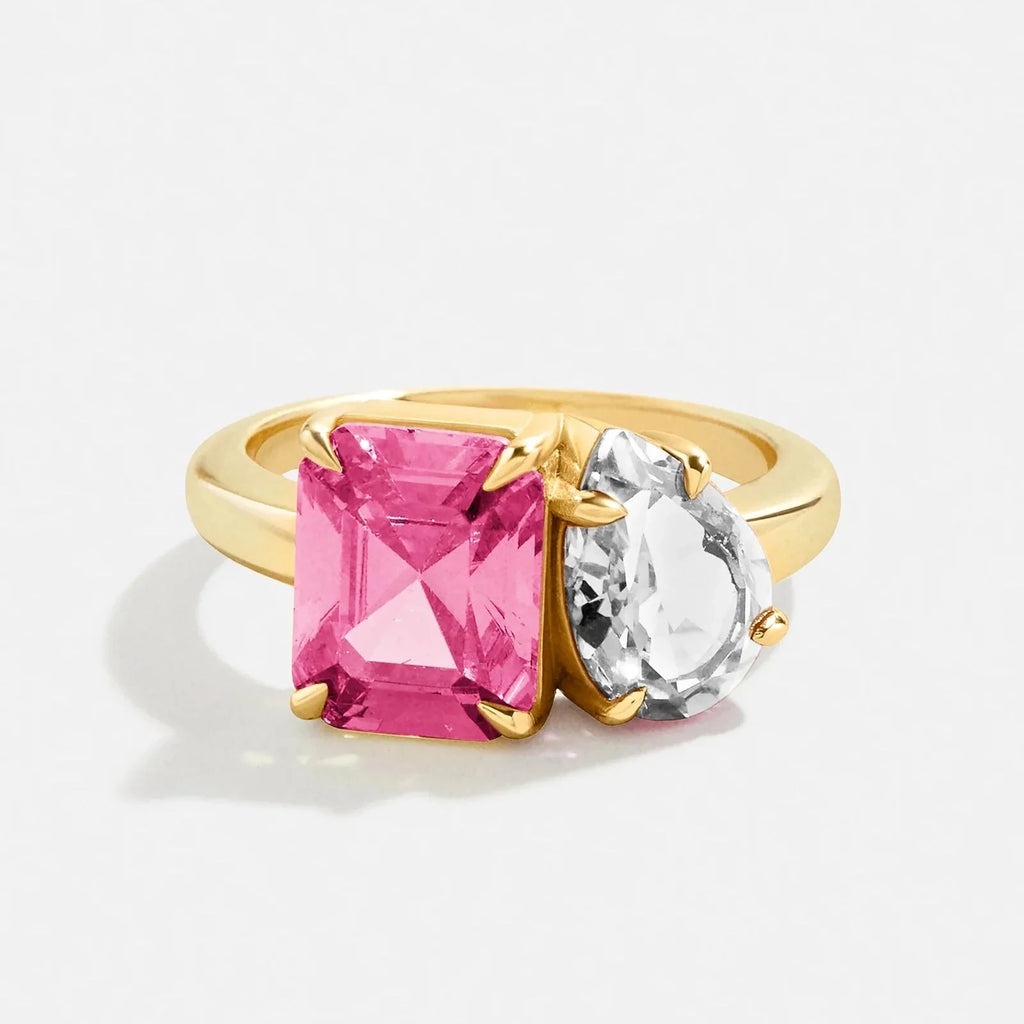 Custom Two-Stone Gold-Plated Ring - Amethyst