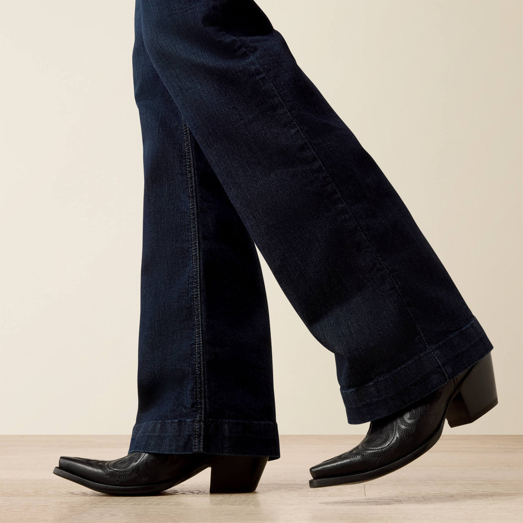 Women's Mid Rise Wide Leg Stretch Jeans - Blue