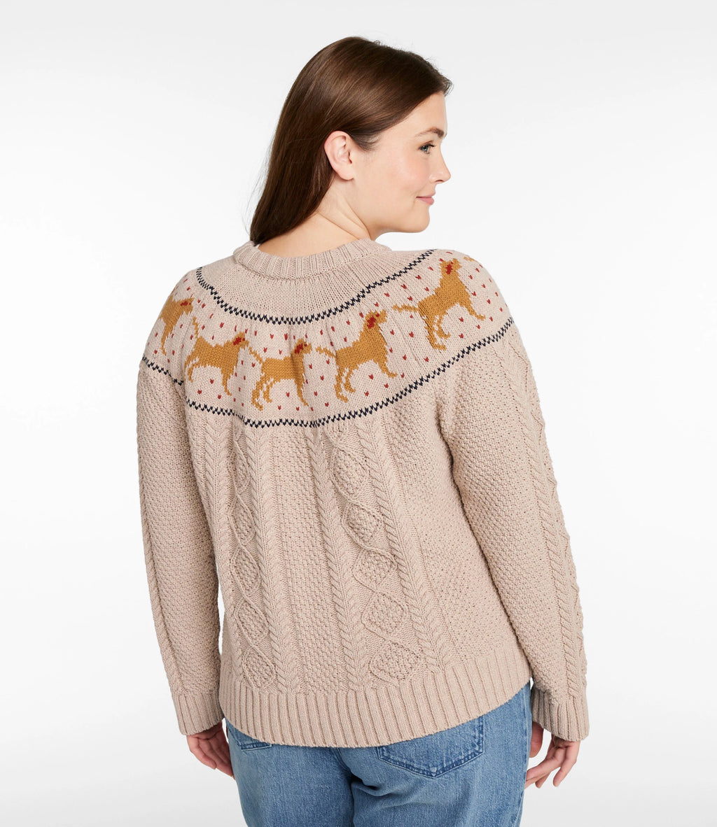 Women's Cotton Cable Knit Crewneck Sweater - Orchid
